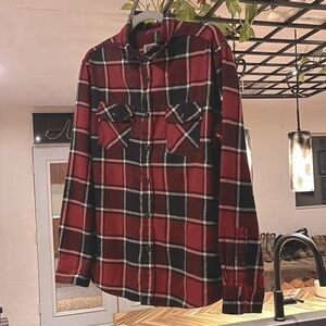Heritage flannel,  red and black, size Large